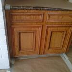 (BEFORE) builder grade stained oak cabinets